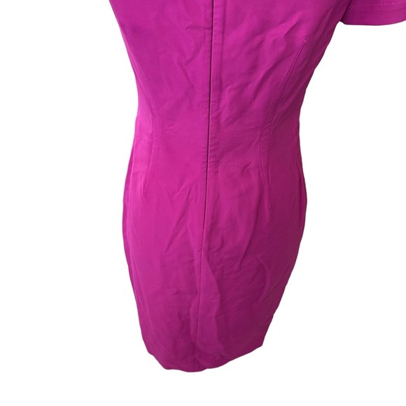 Yigal Azrouel One Shoulder Bi Stretch Dress Womens Short Sleeve Pink 6 NWT - Picture 9 of 13